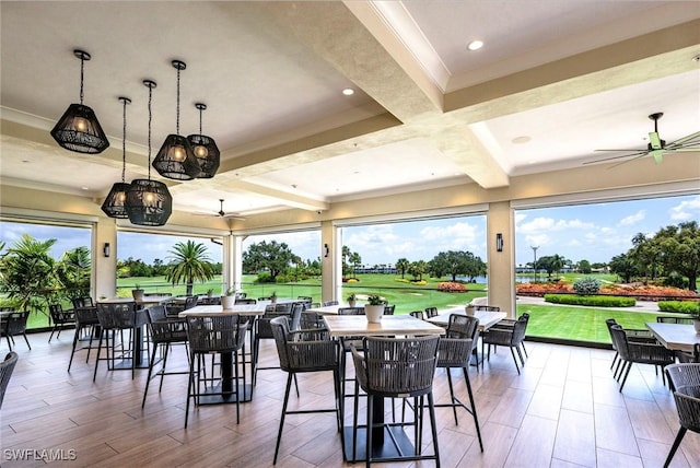 view of patio / terrace featuring ceiling fan