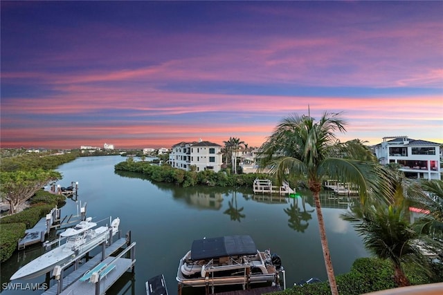 water view with a boat dock