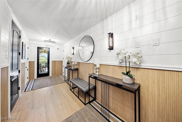 entrance foyer with light hardwood / wood-style floors