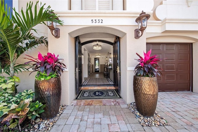 property entrance featuring a garage