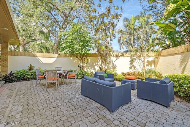 view of patio featuring outdoor lounge area