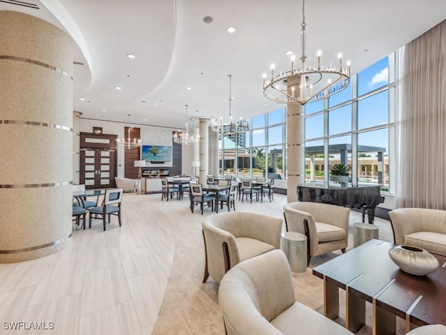 4931 Bonita Bay Blvd Unit 2103, Bonita Springs, FL 34134 - building lobby with recessed lighting and a towering ceiling