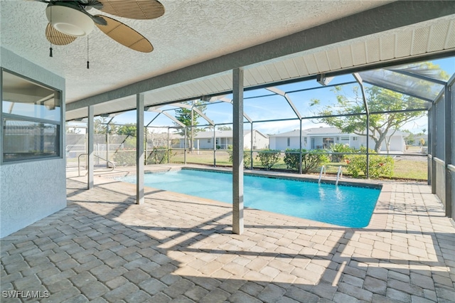 4145 SW 6th Pl, Cape Coral, FL 33914 - view of pool featuring ceiling fan, a lanai, and a patio
