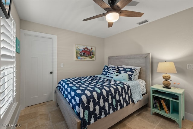 bedroom featuring ceiling fan