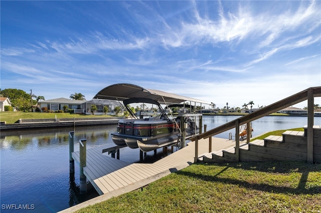 dock area featuring a water view