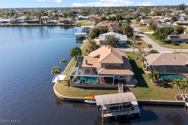 bird's eye view featuring a water view