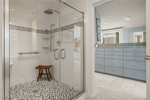 bathroom featuring walk in shower