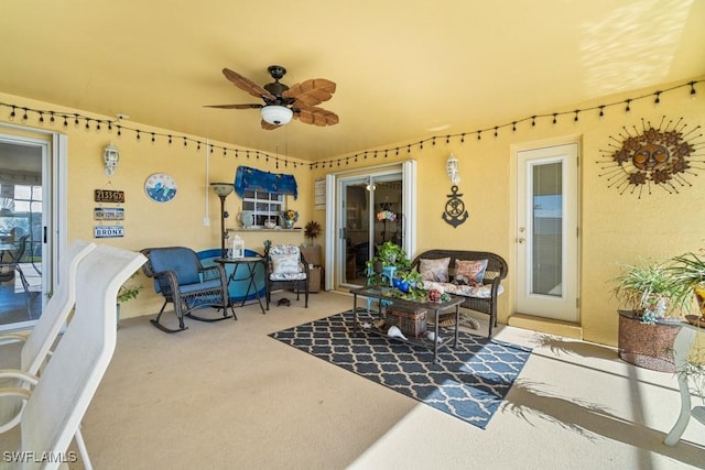 view of patio / terrace with outdoor lounge area and ceiling fan