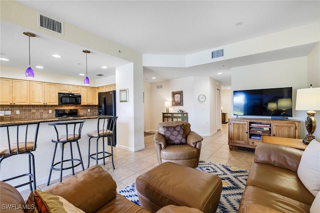 view of tiled living room