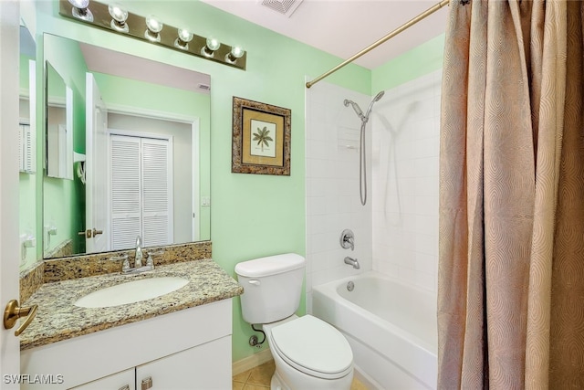 full bathroom featuring vanity, toilet, and shower / washtub combination