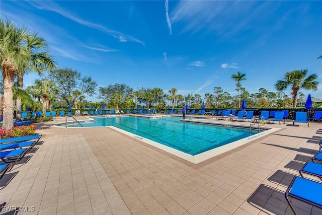 view of pool featuring a patio area