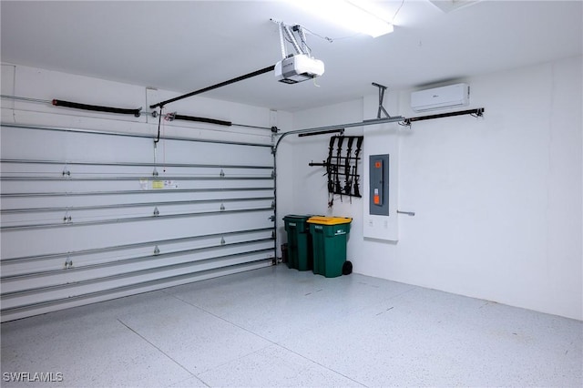 garage featuring a garage door opener and electric panel