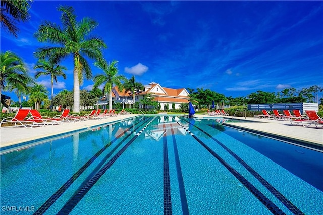 view of pool featuring a patio area