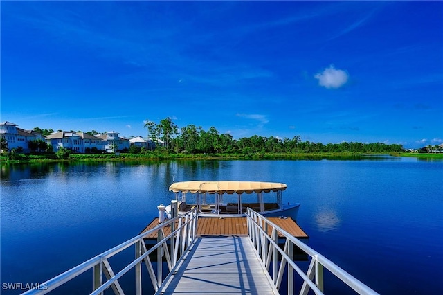 view of dock featuring a water view