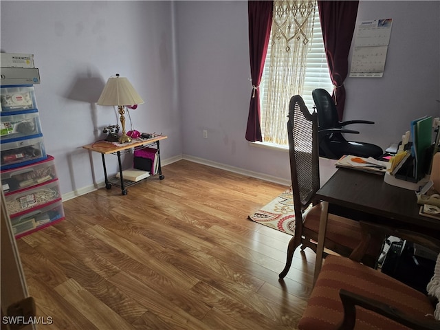 office area featuring light hardwood / wood-style floors