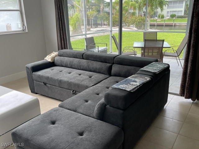 view of tiled living room