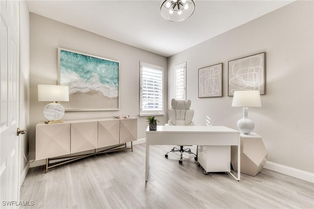 office area featuring hardwood / wood-style flooring