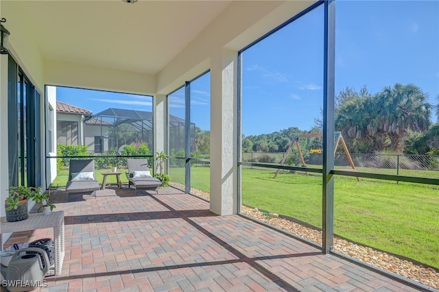 view of unfurnished sunroom