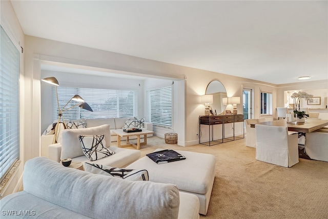 carpeted living room featuring a healthy amount of sunlight