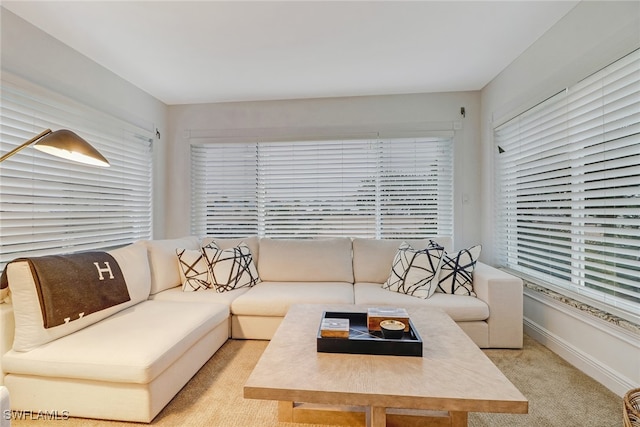 living room with light carpet