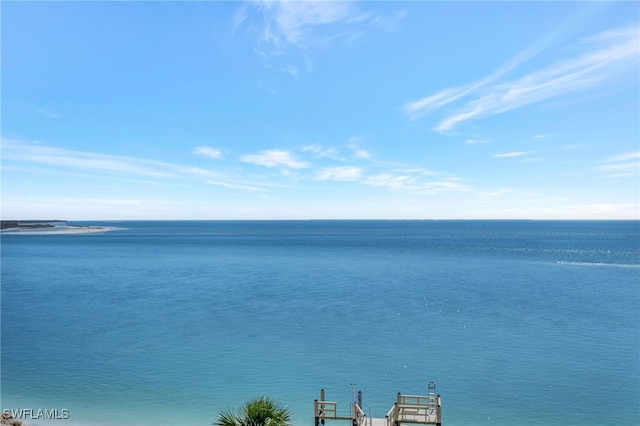 view of water feature with a boat dock