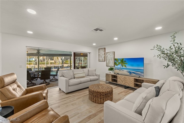 living room featuring light hardwood / wood-style floors