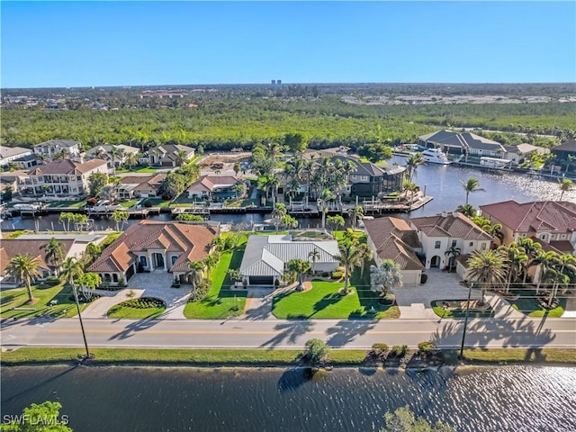 bird's eye view featuring a water view