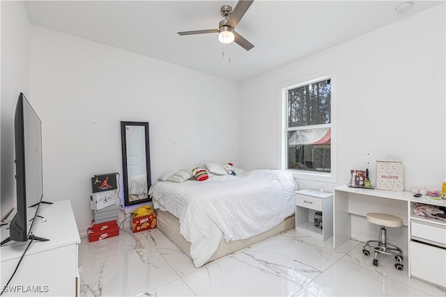 bedroom featuring ceiling fan