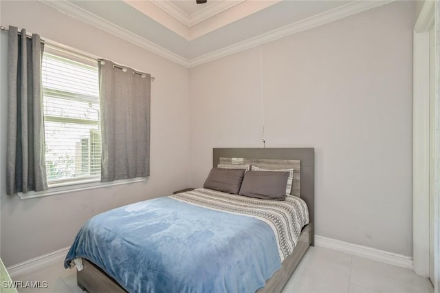 850 25th St SW, Naples, FL 34117 - bedroom with ornamental molding, baseboards, and light tile patterned floors