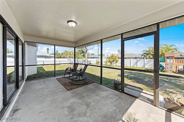 view of unfurnished sunroom