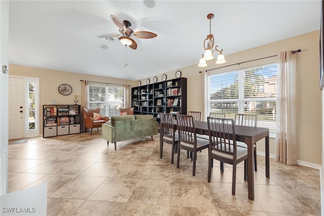 13404 Bristol Park Way, Fort Myers, FL 33913 - dining area with ceiling fan and baseboards