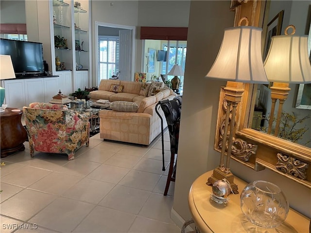 view of tiled living room