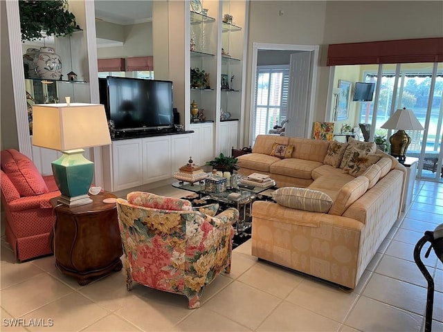 view of tiled living room