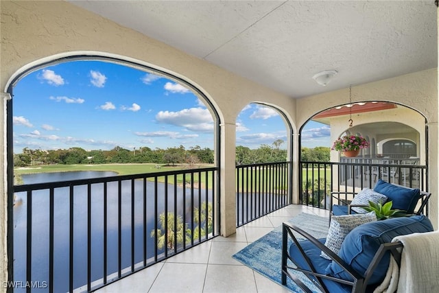 balcony with a water view