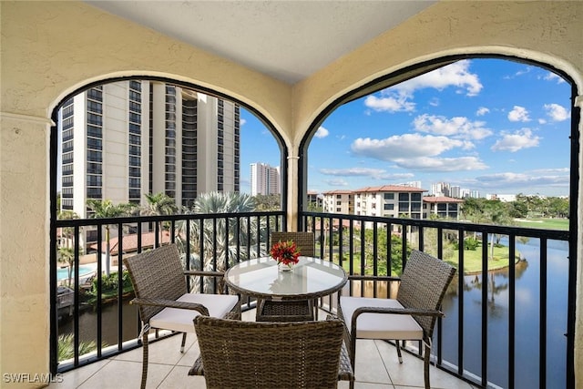 balcony with a water view