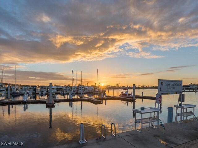 dock area featuring a water view