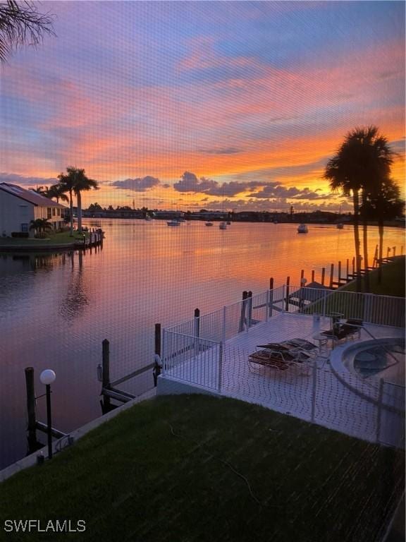 view of dock featuring a water view