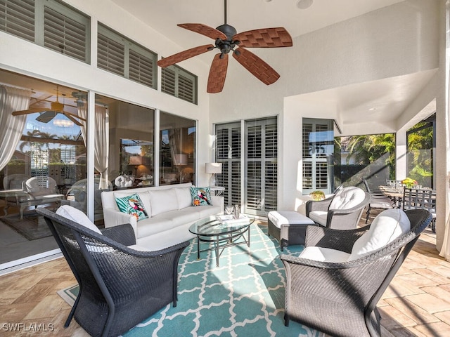 view of patio / terrace featuring outdoor lounge area and ceiling fan