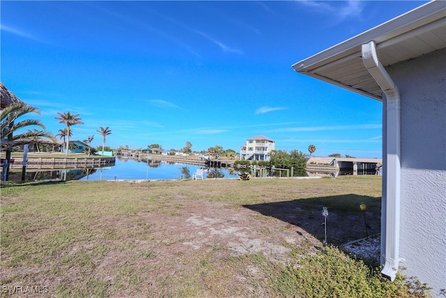 view of yard with a water view