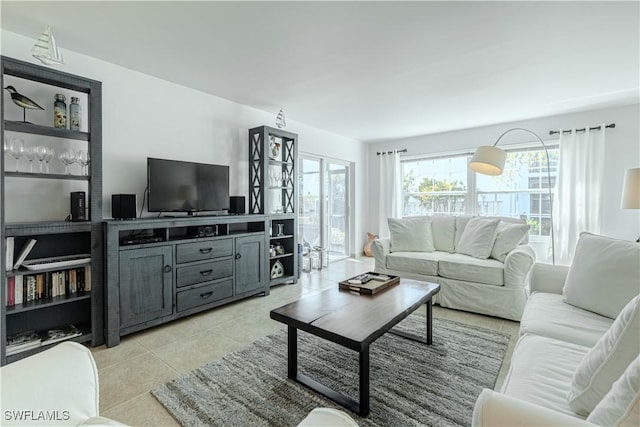 view of tiled living room