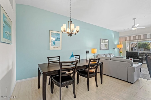 dining area with ceiling fan