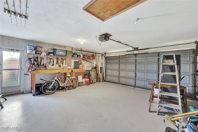 garage with a garage door opener