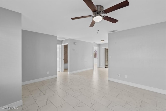 unfurnished room featuring ceiling fan