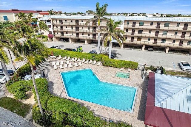 view of swimming pool featuring a patio