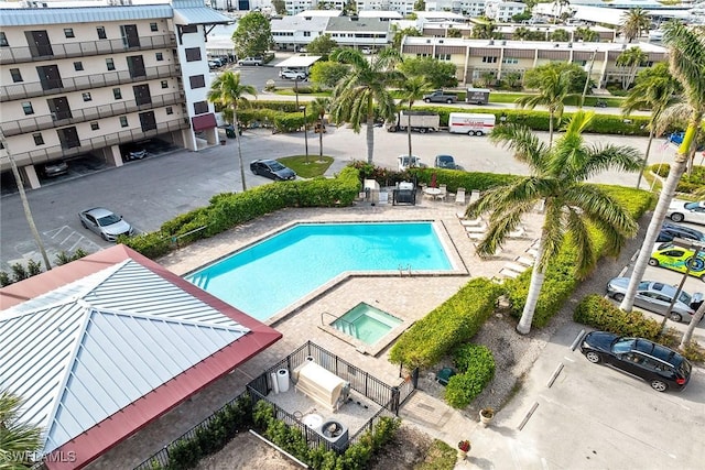 view of swimming pool with a patio