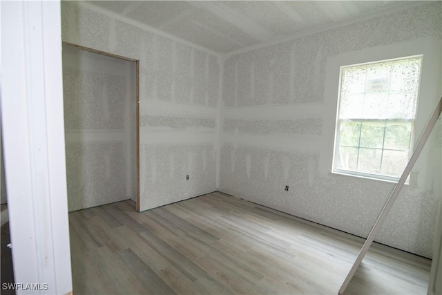 spare room with wood finished floors