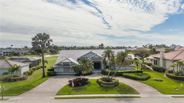 view of front of house with a front lawn