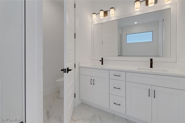 bathroom with toilet and vanity