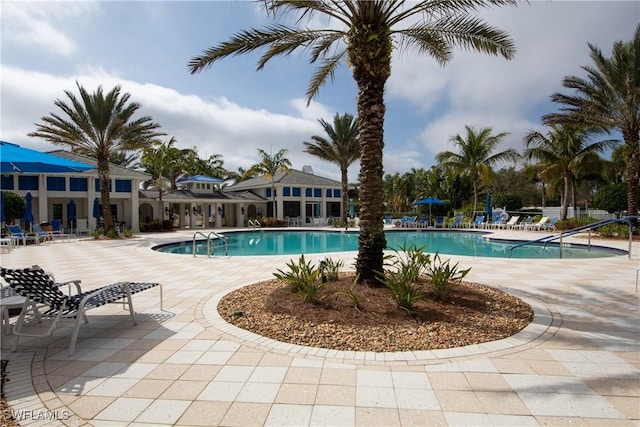 view of pool featuring a patio area