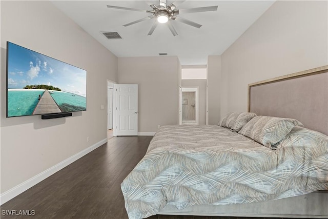 16648 Bobcat Ct, Fort Myers, FL 33908 - bedroom with dark wood-style flooring, baseboards, and ceiling fan